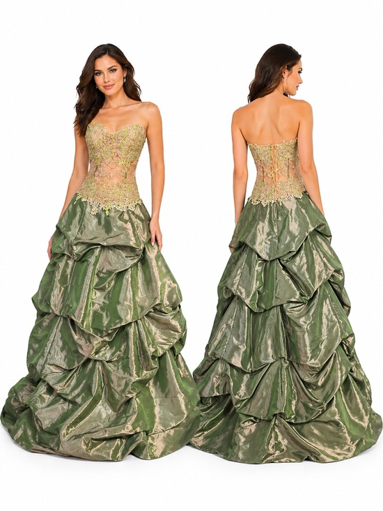 Jovani Dresses & Skirts - Jovani Green Iridescent Strapless Ball Gown Corset Lace Pageant Dress Size 4